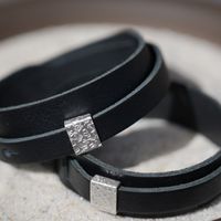 [230329] und [230402] Manschette f&uuml;r Lederarmband, Silber (935)